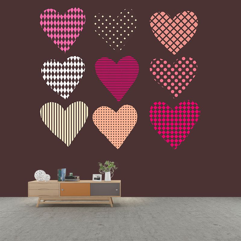 Heart Pattern Illustration Wallpaper Mildew Resistant Sleeping Room Wall Mural