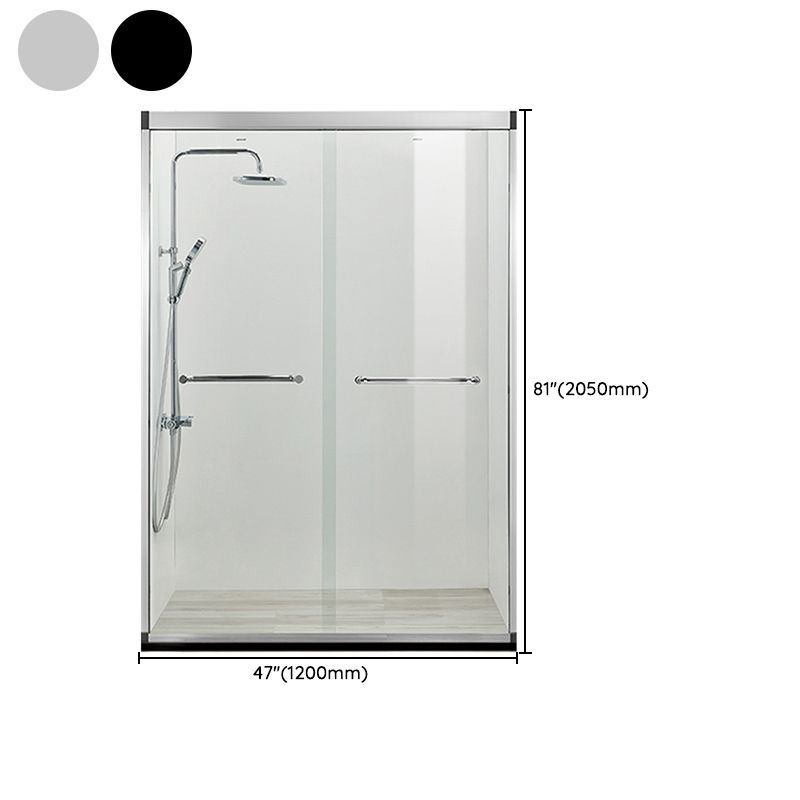 Black Double Sliding Shower Bath Door Semi-Frameless Tempered Shower Doors
