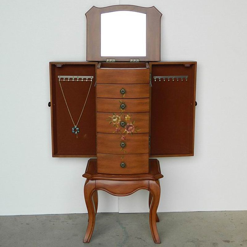 Mid-Century Modern Chest Wood Knobs Handcrafted Side Cabinet with Drawer