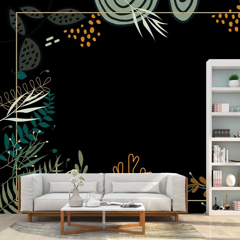 Horizontal Illustration Tropical Plant Mural Eco-friendly Decorative Wallpaper