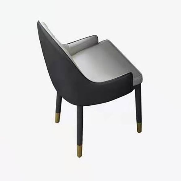 Scandinavian Style Gray Slate Dining Table Rectangular Formal Dinette Set with Metal Base