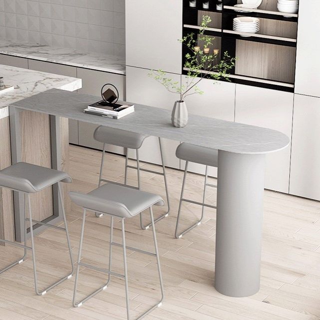 Cafe and Break-room Bistro Accent Dining Table Modern Stone Double Pedestal Counter Table