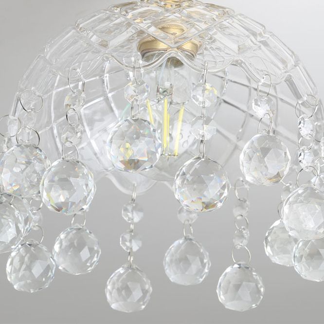 Crystal Crown Semi Flush Mount in Colonial Style Copper Indoor Ceiling Light