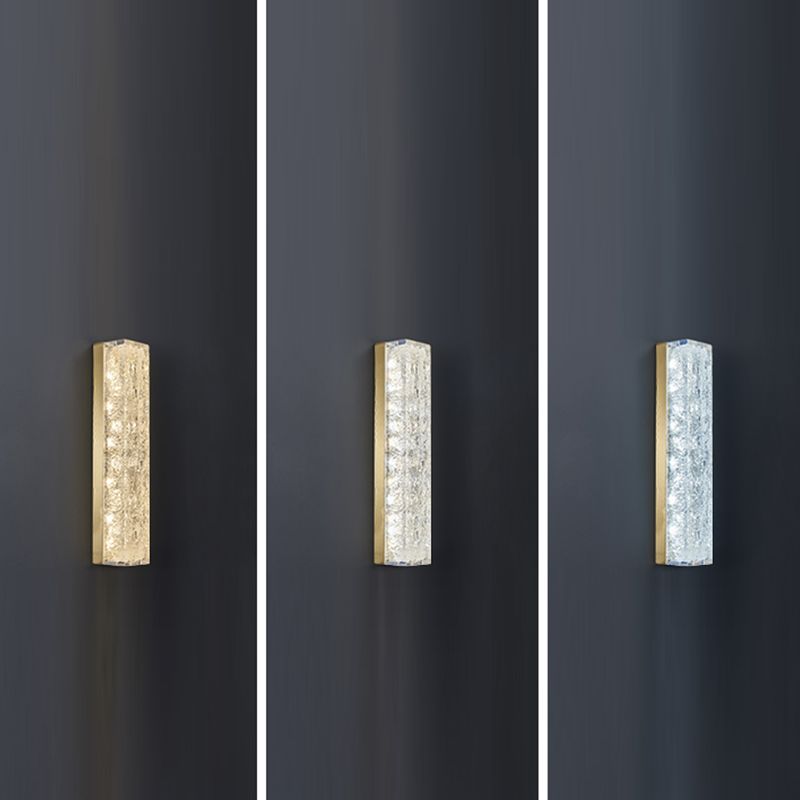 Modern Style Brass Wall Light Cuboid Shape Wall Sconce for Living Room