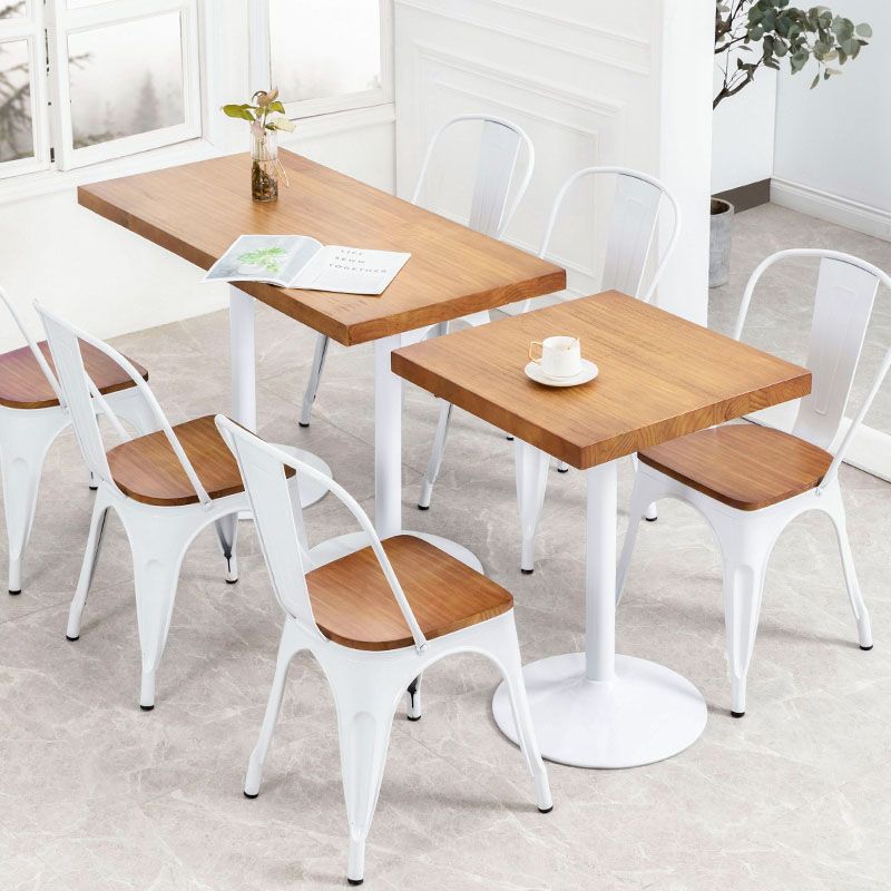 Slat Back Arm Chairs Contemporary Dining Chairs with Metal Base