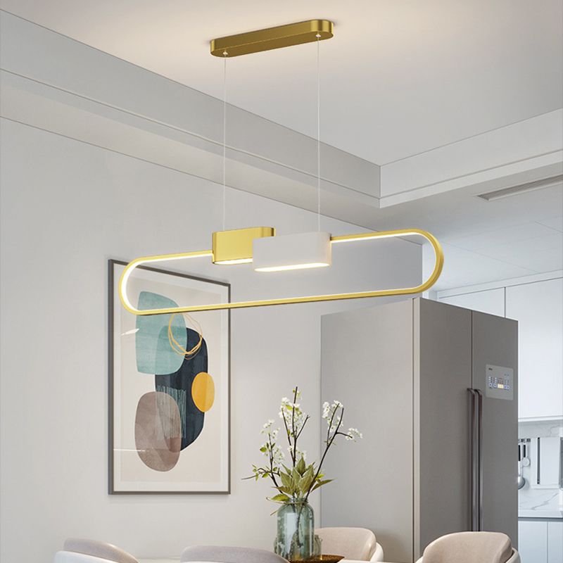 LED Esszimmer Island Lampen Einfachheit Oval Metall Anhänger Leuchte