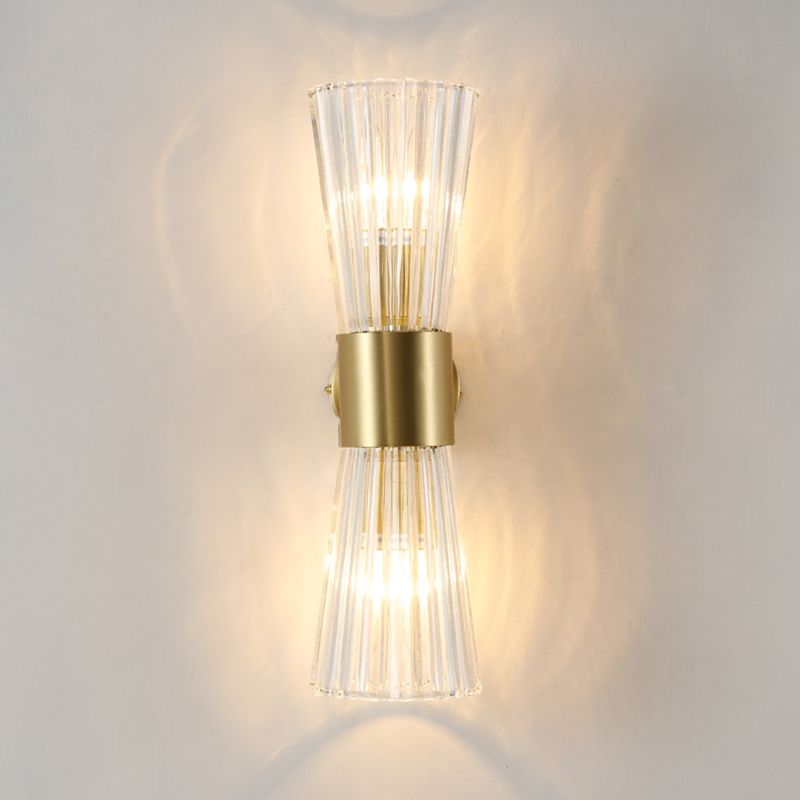 Sala de estar de reloj de arena lámpara de luz cristal 2 luces 2 luces posmoderna luz de pared en oro