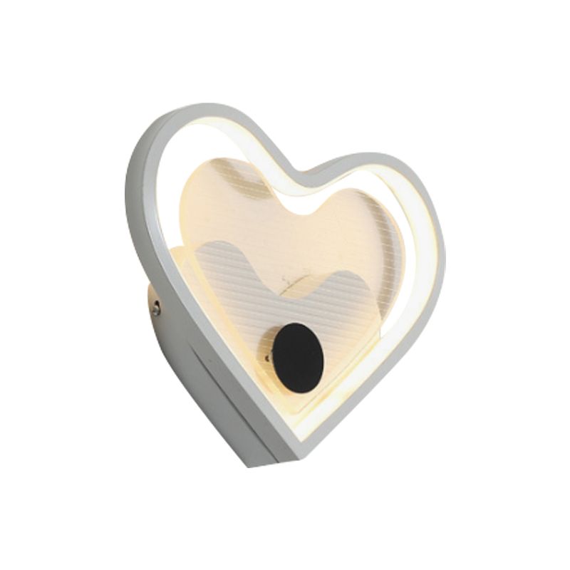 Illuminazione a parete cuore/nuvola acrilico nordico nero/bianco lampada montata a parete per camera da letto