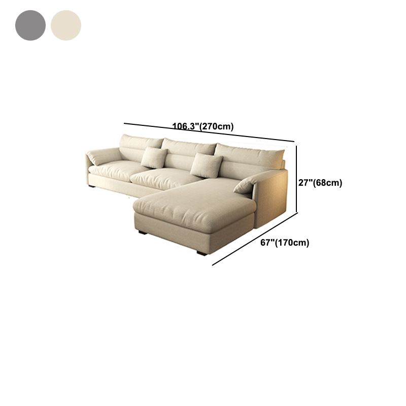 Nordic Square Arm Sofa & Chaise Loose Back Cushions Sofa - 26.77" H