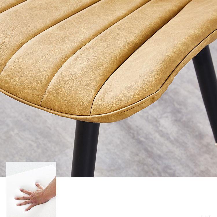 Contemporary Kitchen Dining Side Chair Leather Solid Back Chairs with Metal Legs