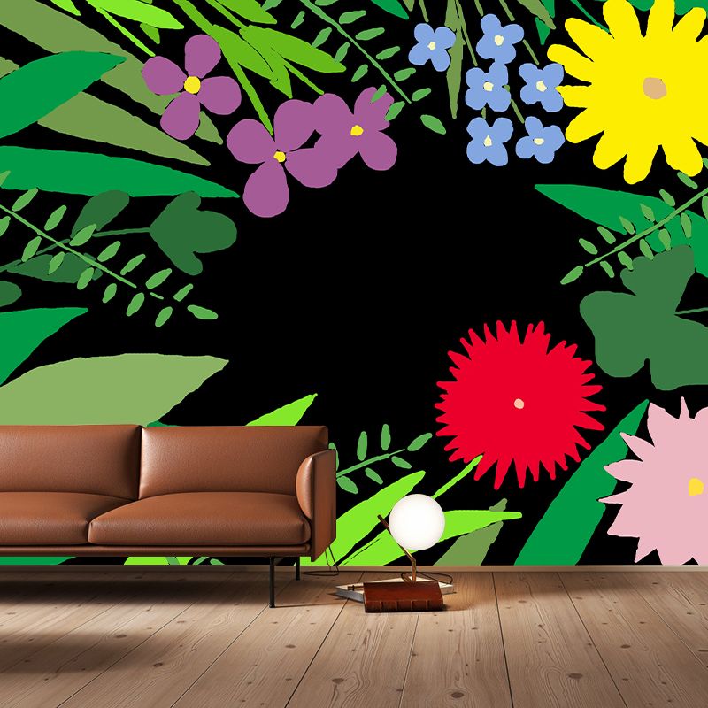 Customized Illustration Mural Tropical Plants Decorative Eco-friendly for Room