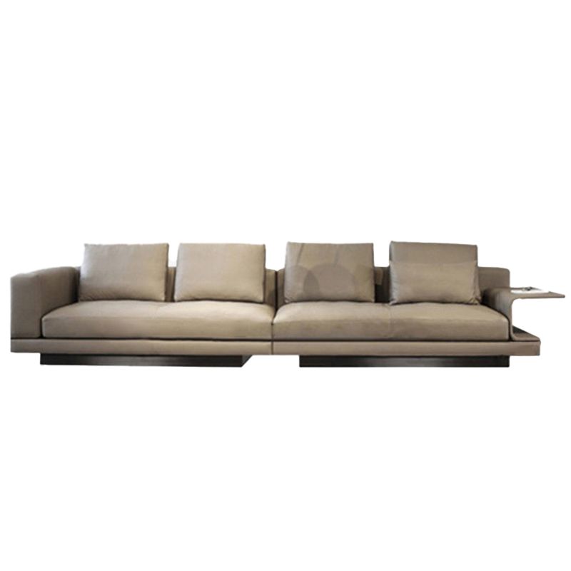 Scandinavian Light-grey Loose Back Square Arm Living Room Seating