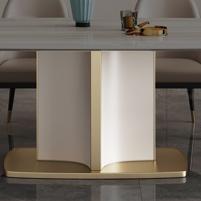 Modern Style Marble Table with White Table and Pedestal Base for Home Use