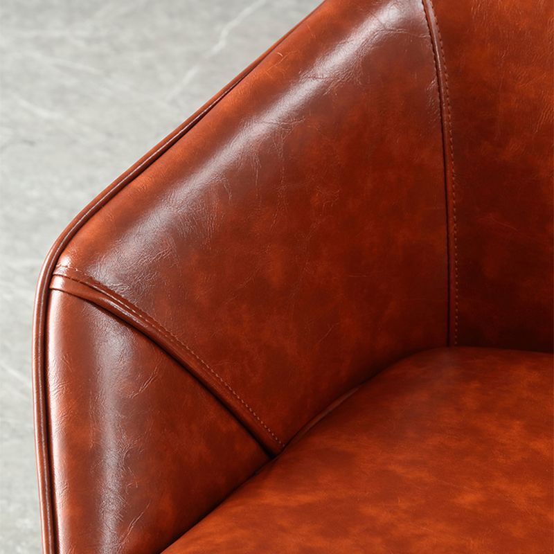 Solid Color Armchair Tight Back Leather Accent Chair with Four Legs