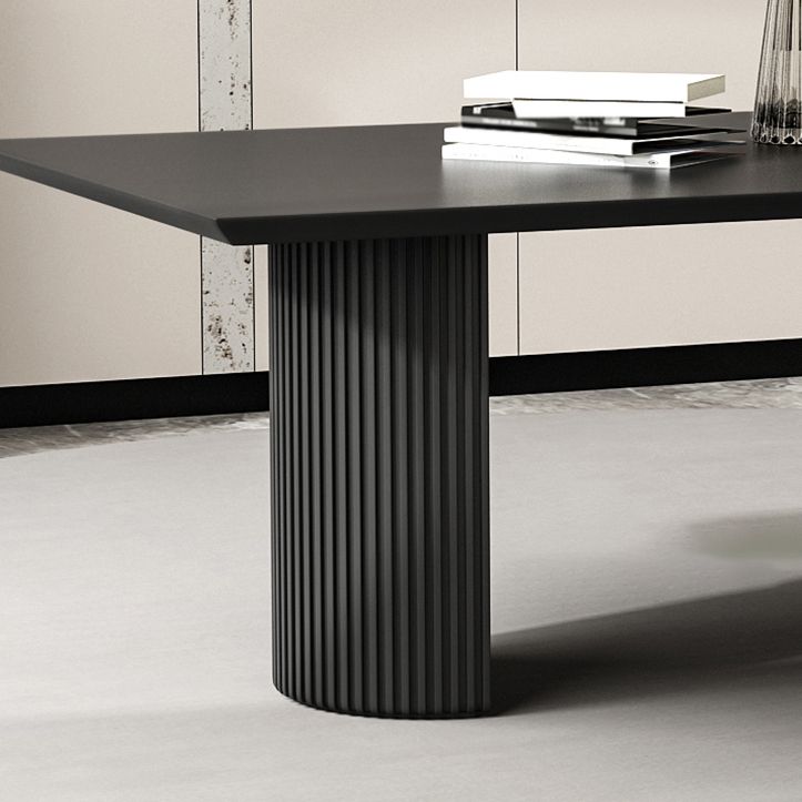 Simple Black Solid Wood Dining Table Rectangle Shape Standard Dining Table for Kitchen