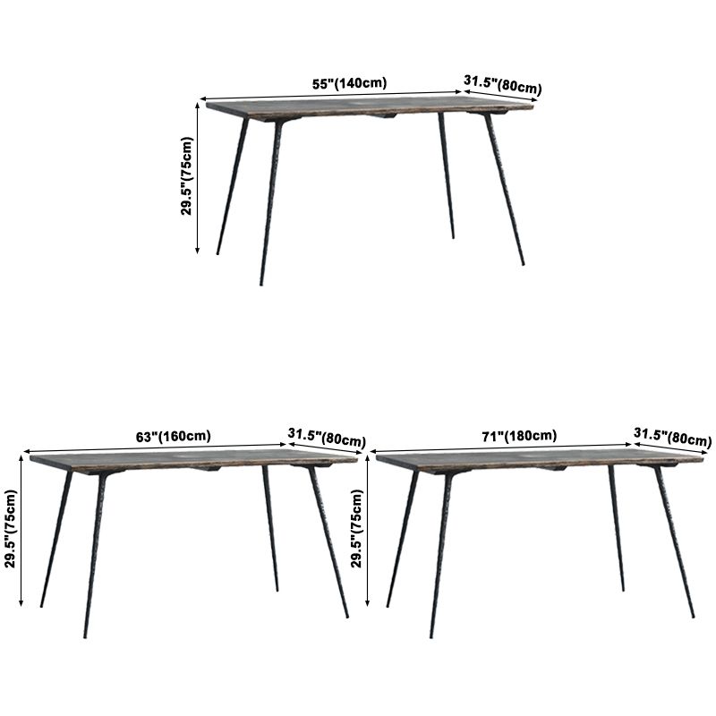 Mesa de comedor rectangular industrial mesa de madera maciza con 4 piernas negras