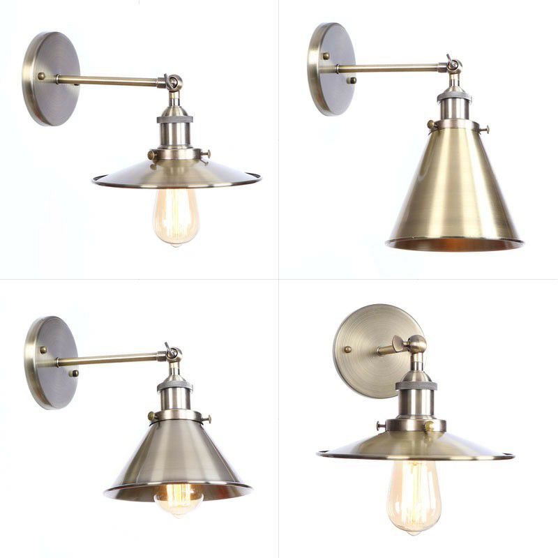 Bronze 1-Light Wall Lamp Industrial Iron Roll-Edge Saucer/Cone/Horn Wall Mount Light Fixture with Rotating Joint