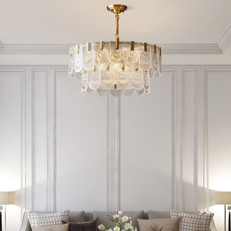 Tiered Chandelier Light Fixture Vintage Glass Pendant Lamp for Restaurant
