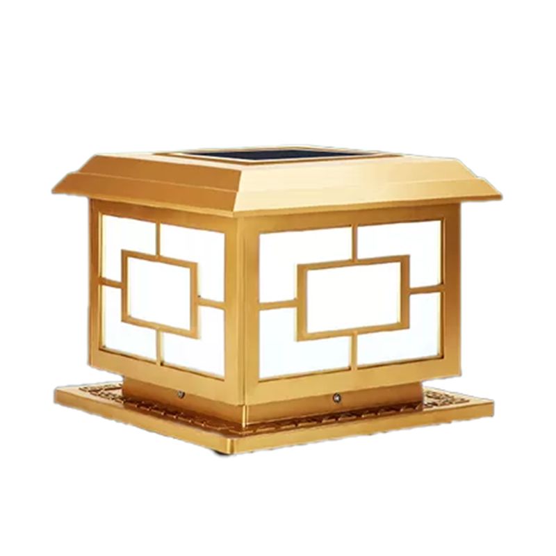 Contemporary Pillar Light Household Golden LED Solar Lighting Fixture for Garden
