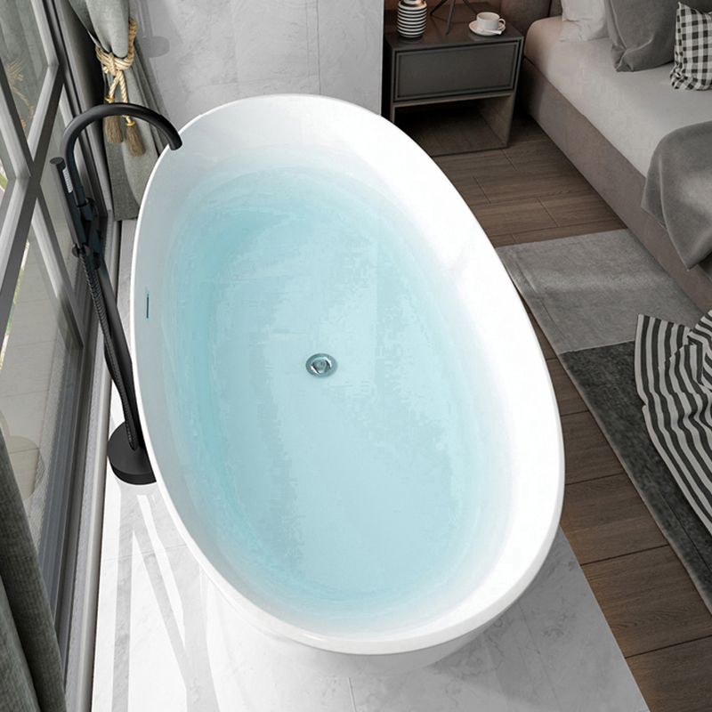 Soaking Oval Freestanding Bathtub Modern Acrylic Bathtub with Overflow Trim