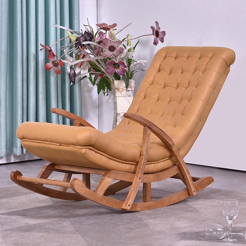 Wood Base Chaise Lounge Lazy Sofa Chair Leisure Single Home Rocking Chair