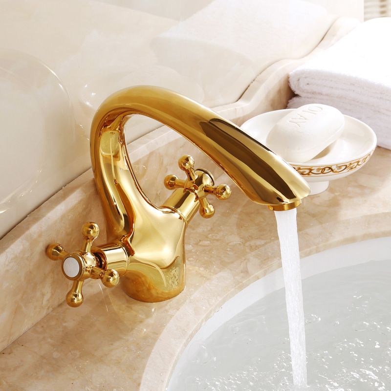 Industrial Centerset Bathroom Sink Faucet Vintage Cross Handles Lavatory Faucet
