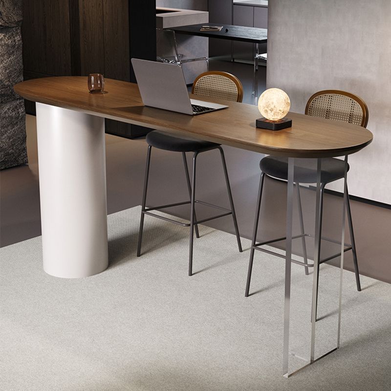 Contemporary Double Pedestal Bar Dining Table Solid Wood Dining Table