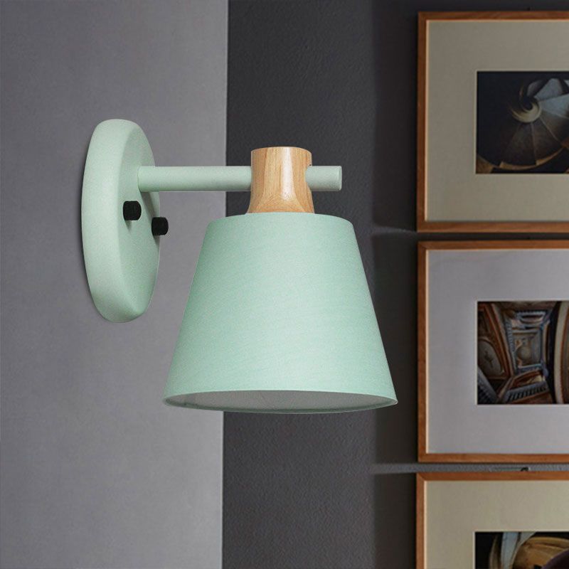 Nordic Stylish Bucket Wall Lamp Rotatable 1 Light Fabric Wall Lighting for Child Bedroom Stair