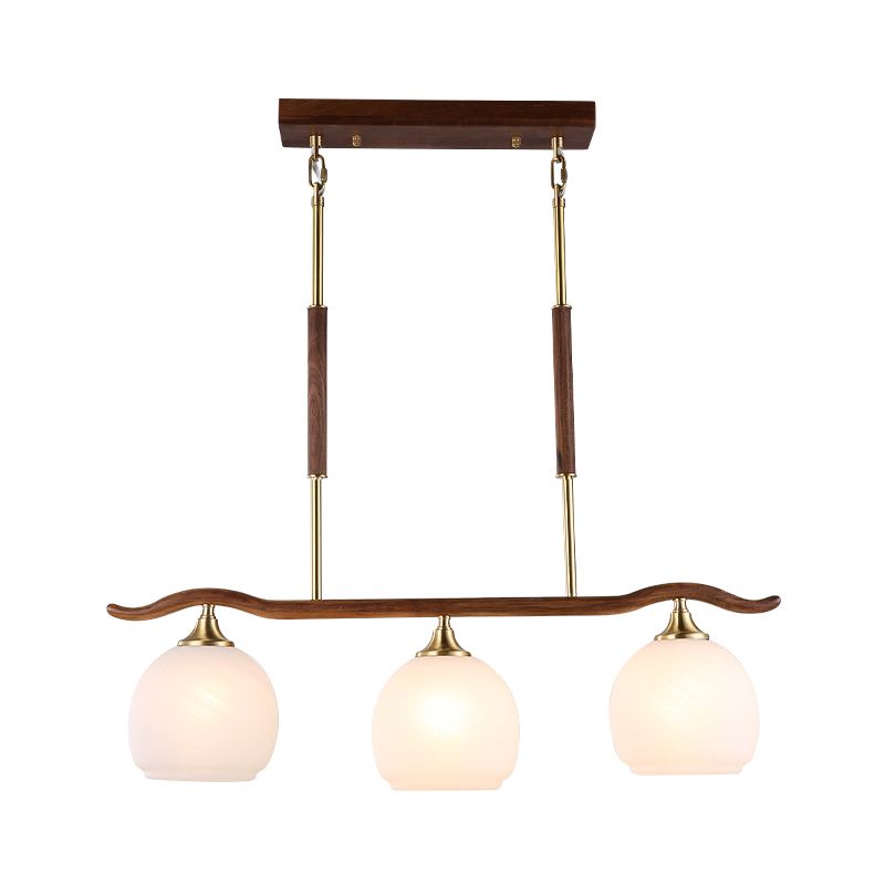 Modern Style Dome Shape Island Lights White Glass Island Lighting in Brown