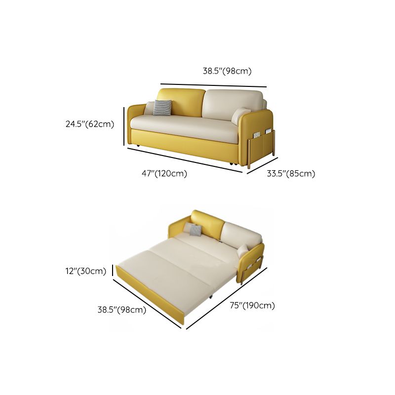 Pillow Back Futon Sleeper Sofa Faux Leather Sleeper Sofa with Storage