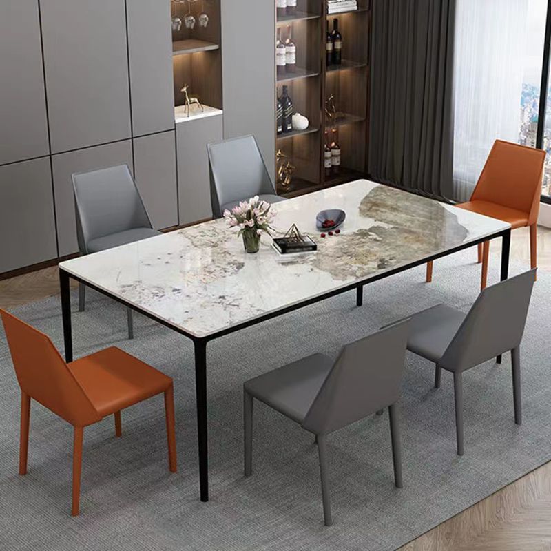 Sintered Stone Home Kitchen Table Industrial Rectangle Fixed Dining Table