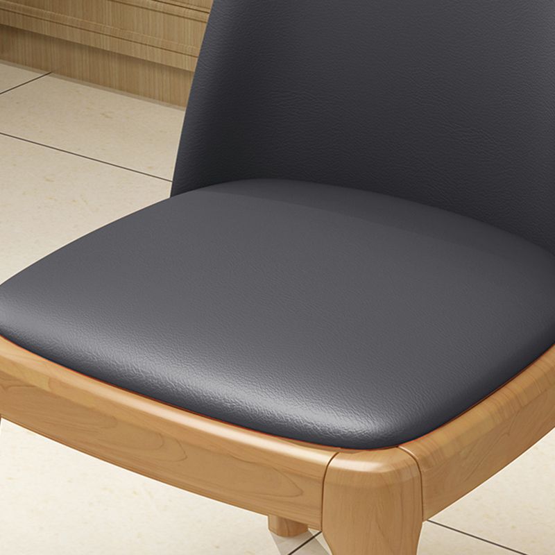 Juego de sillas escandinavas de madera de caucho, silla de comedor lateral con respaldo macizo (juego de 2)