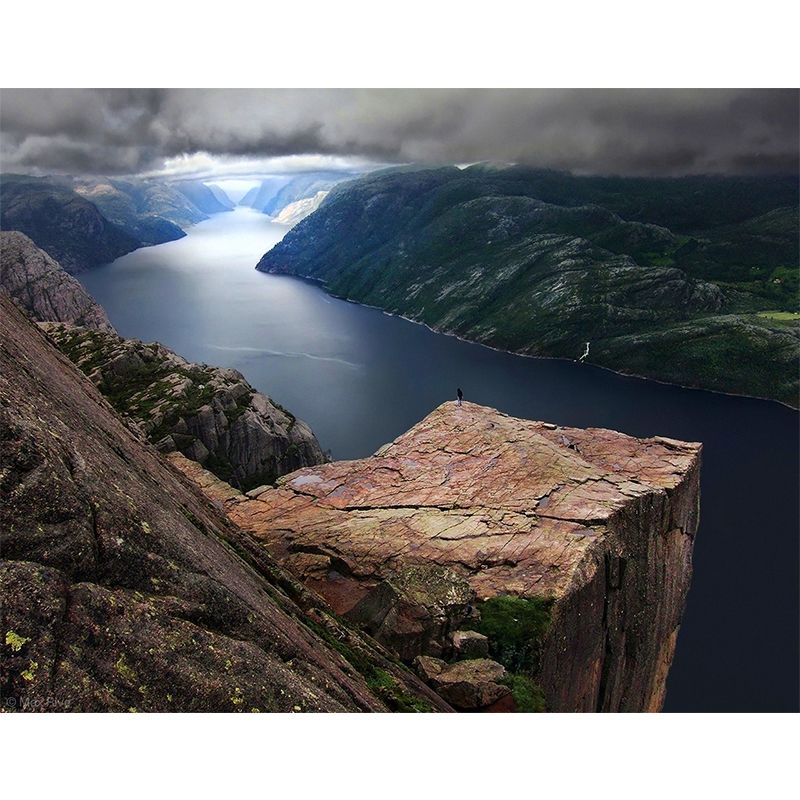 Giant River Mountain Mural Decal Brown Non-Woven Wall Art, Moisture Resistant, Custom Printed