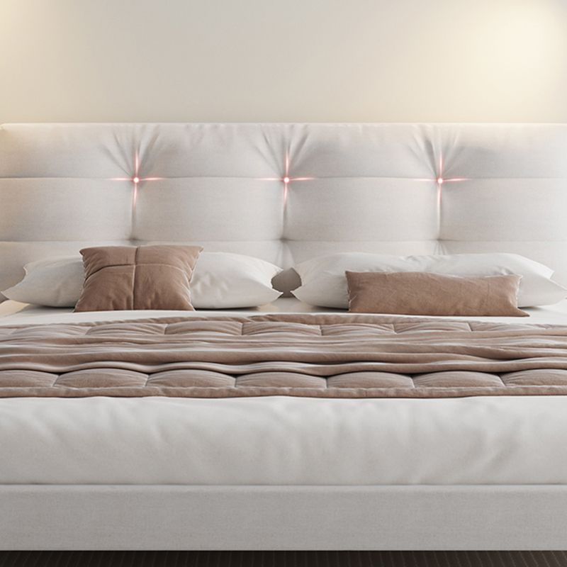 Glam Solid Color Rectangular Standard Bed Metal and Upholstered Bed Frame