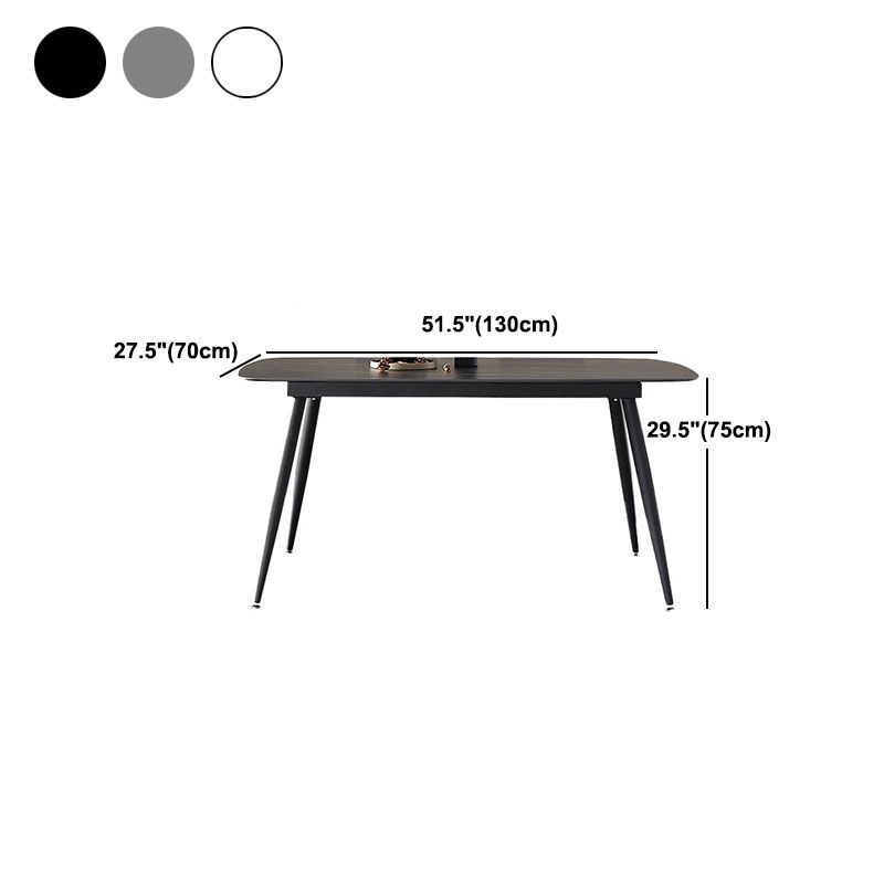 Black Metal Frame Industrial Rectangle Dining Table Sintered Stone Table for Home