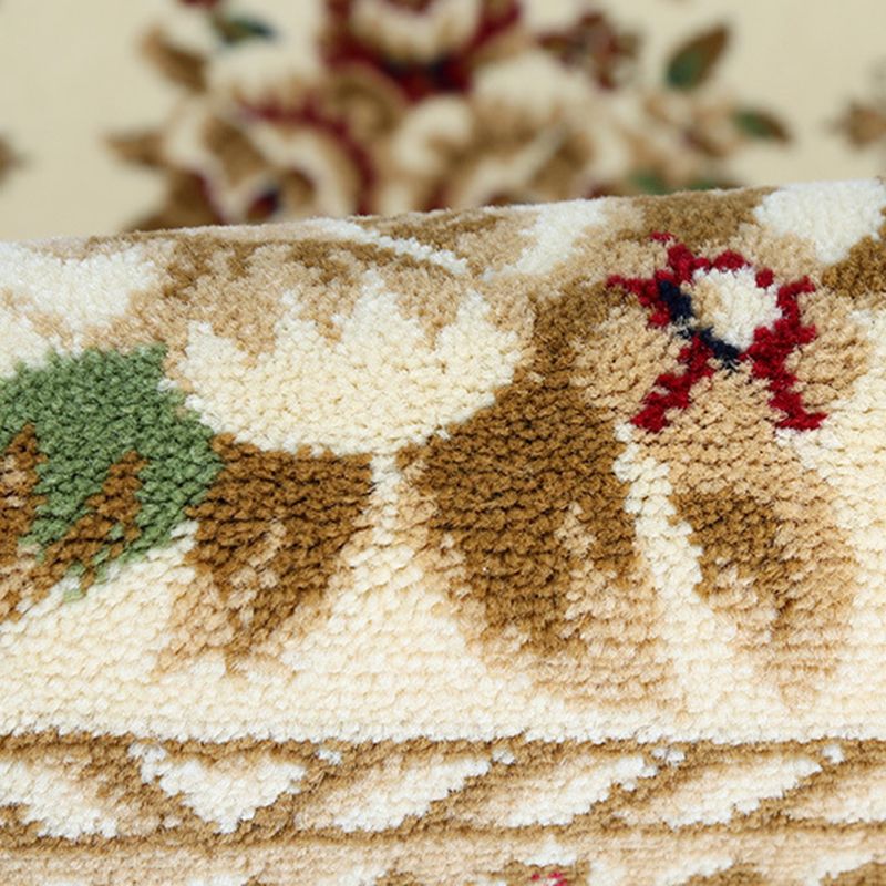 Beige traditionelle Fläche Teppichmedaillon Muster Polyester Fläche Teppich Easy Care Teppich für Wohnzimmer