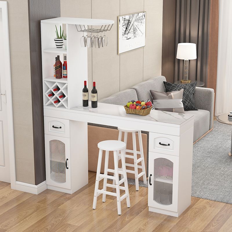 Contemporary Stone Rectangle Bar Height Table for Living Room