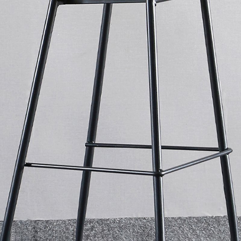 Scandinavian Armless Bar Stools Faux Leather Low Back Barstool with 4 Black Legs