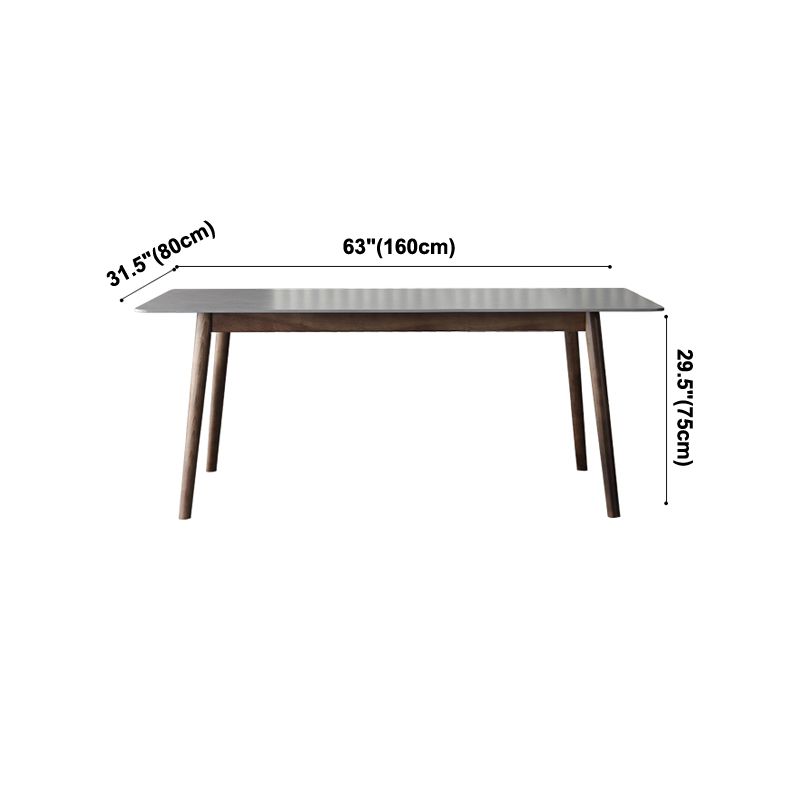 Mesa de piedra sinterizada moderna medieval mesa de comedor gris rectangular con madera 4 patas