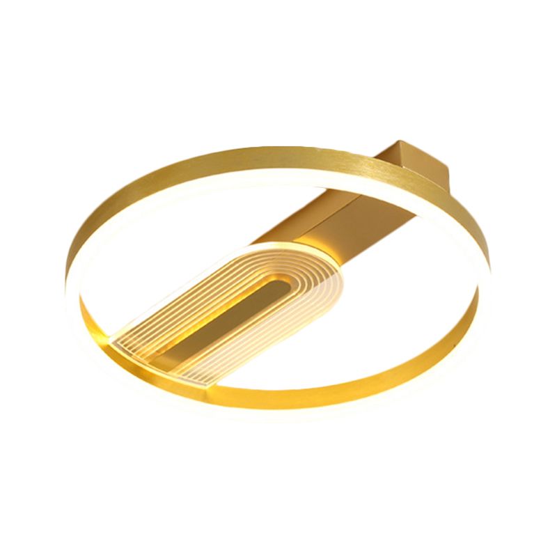 Lampada da incasso con cornice circolare oro/caffè Lampada moderna da incasso metallica a LED, luce calda/bianca