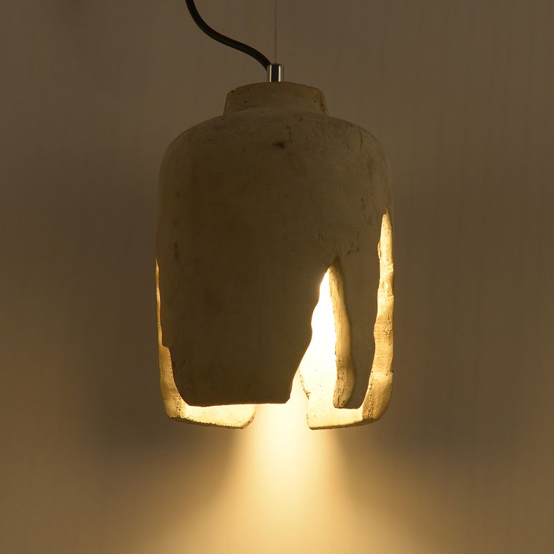 Cement 1-Light Hanging Lamp, Minimalist Gray Pendant Lighting for Living