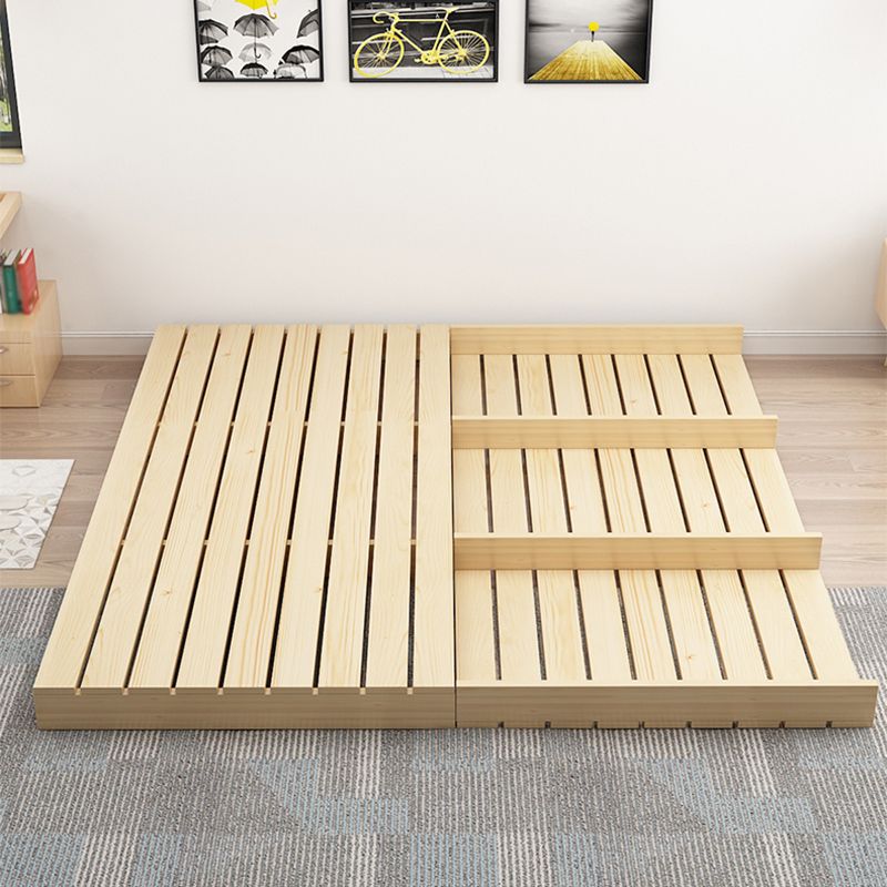 Modern Platform Bed Frame Solid Wood Platform Bed Pine Wood in Natural