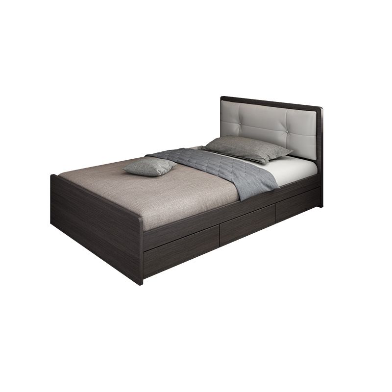 35.43" Scandinavian Panel Bed with Headboard Upholstered Low Profile Bed