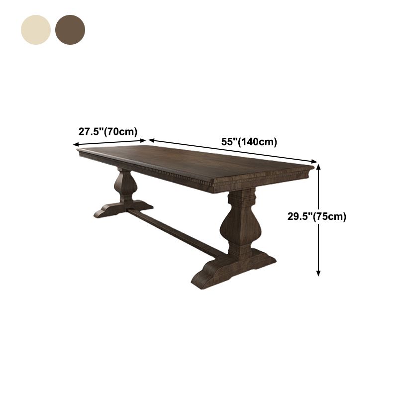 Mid-Century Modern Rectangle Table Solid Wood Dining Table with Trestle Base