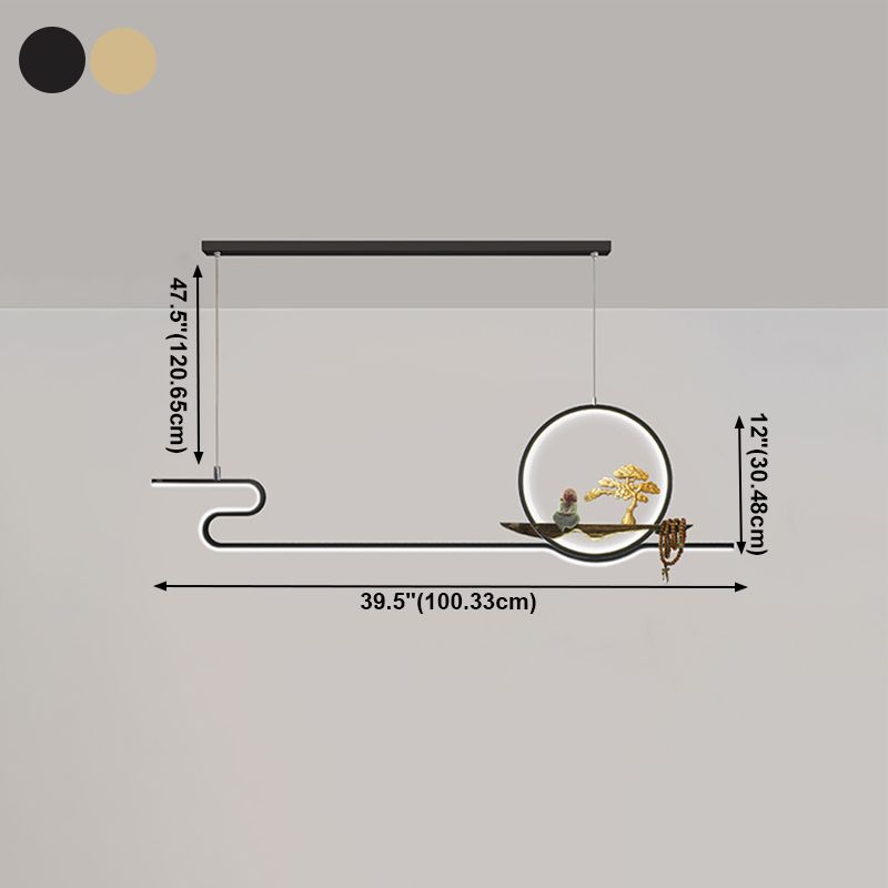 Linear LED Island Chandelier Lights Ceramics Modern Hanging Lamp for Dining Room