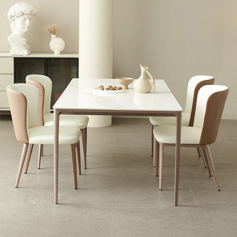 Modern Dining Set with Solid Back Chairs 1/4/5/7 Pieces White Dinette Set