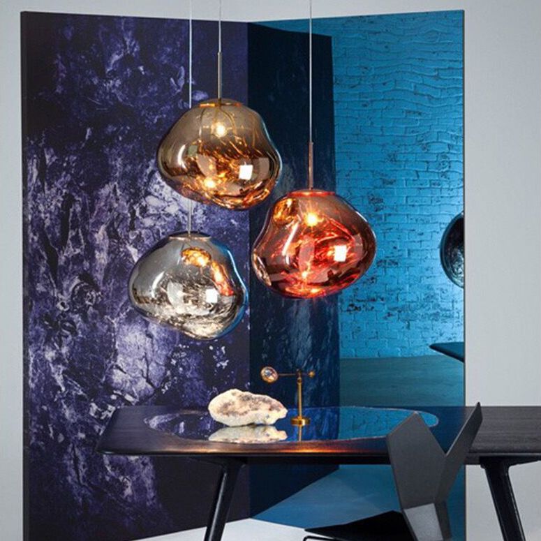 Elektroplating spiegelglas lava hangend licht 1-licht creatieve hangende hanglamp voor slaapkamer