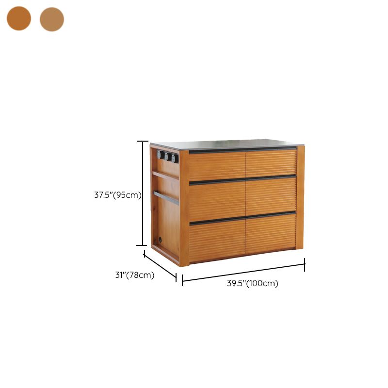 Modern Prep Table with Storage Cabinet Dining Room Island Table