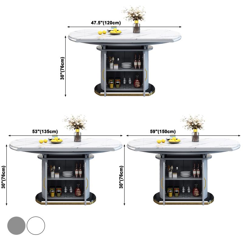 Uitschuifbare ronde eettafel Luxe tafel van gesinterd stenen blad met opbergvoetstuk