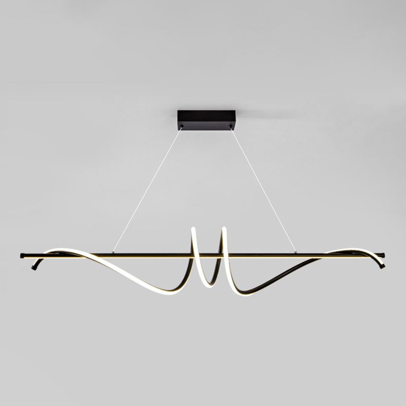 Modern Wavy Island Light Fixture Metal Dining Room Island Pendant Light